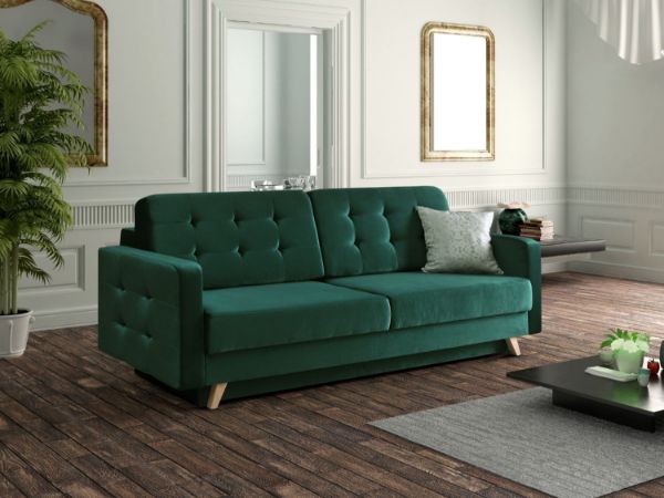 Canapea extensibilă 3 locuri verde închis Vegas Calitate WoodMood