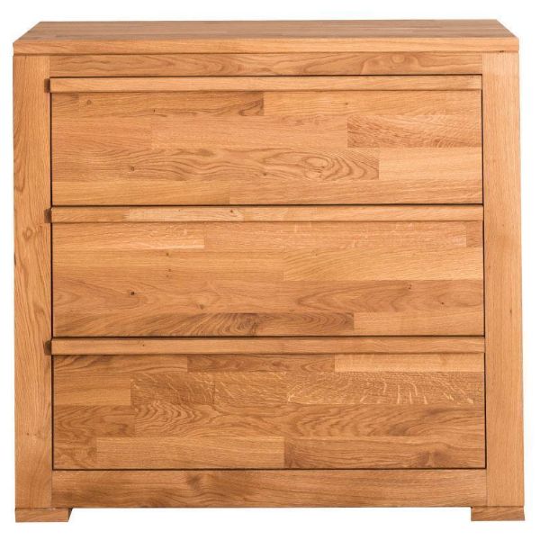 Comoda 3 sertare, lemn masiv stejar, Wild Oak