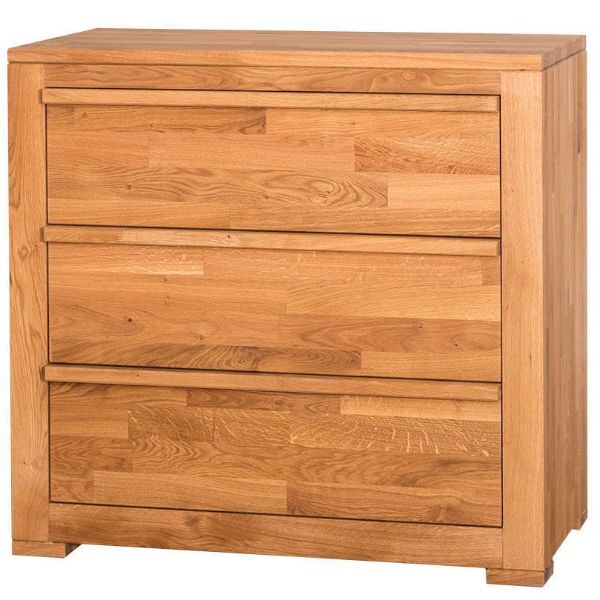 Comoda 3 sertare, lemn masiv stejar, Wild Oak