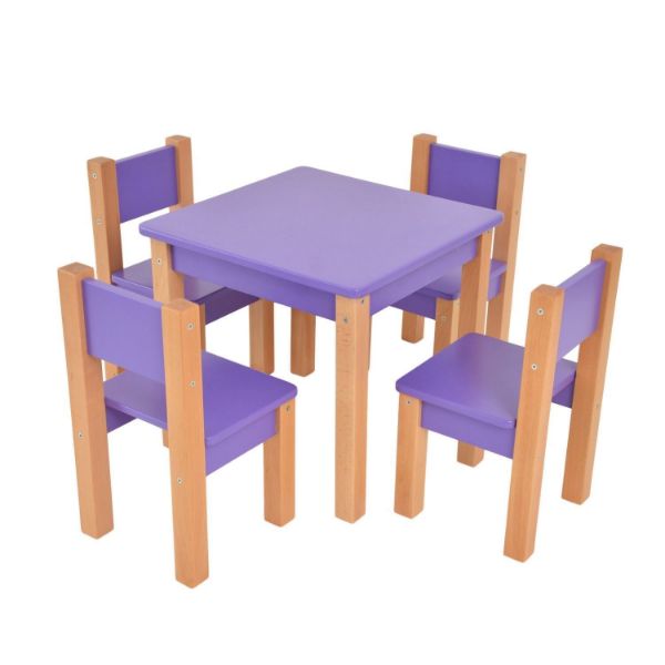 Set cu 1 masa si 4 scaune violet Mario