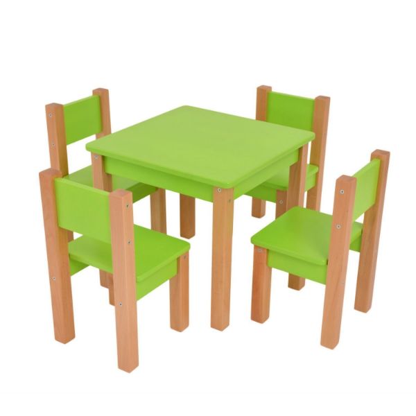 Set cu 1 masa si 4 scaune verde Mario