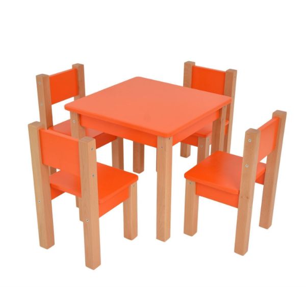 Set cu 1 masa si 4 scaune portocaliu Mario