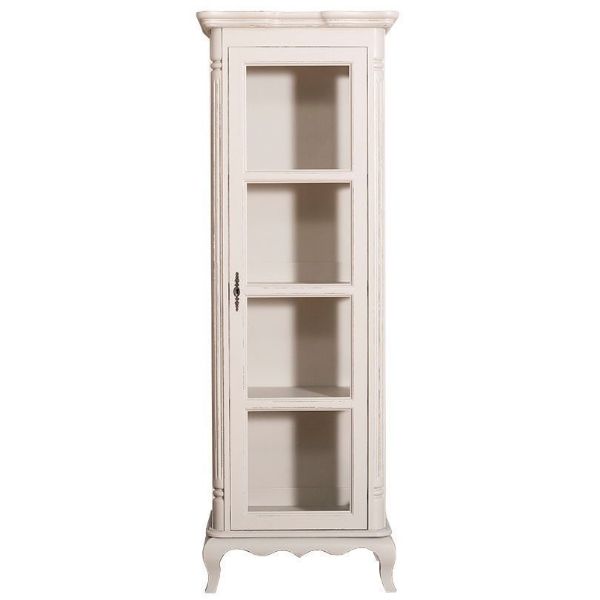 Vitrina lemn masiv gri deschis antichizat Chic