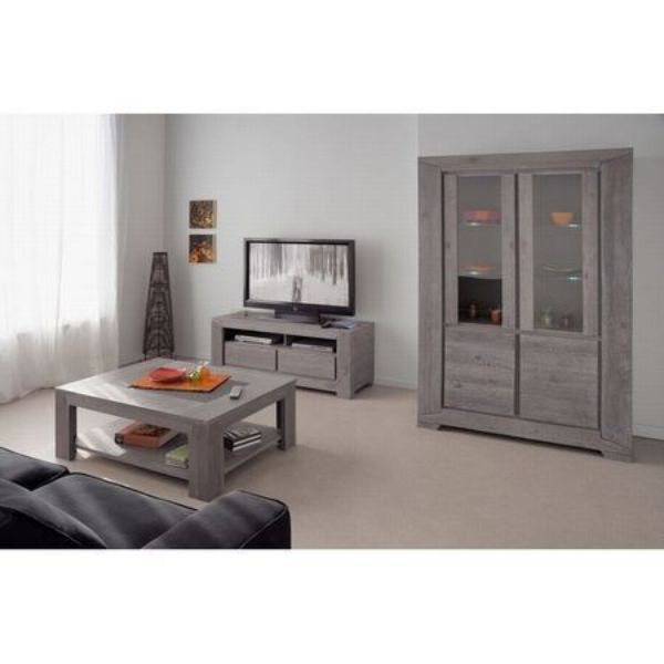 Vitrina cu 2 usi pline si 2 usi cu sticla gri Titan