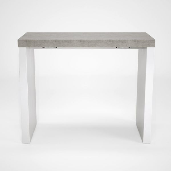 Consola/masa dining extensibila alb/gri-beton Helena