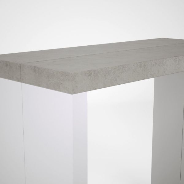 Consola/masa dining extensibila alb/gri-beton Helena