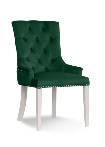 Scaun tapitat verde/alb August