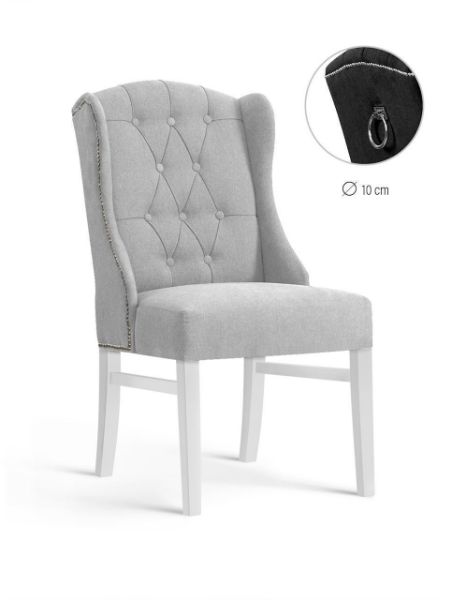 Scaun tapitat gri deschis/alb Royal