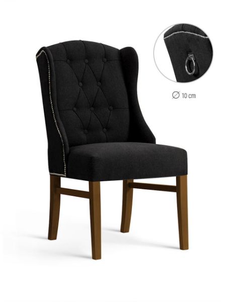 Scaun tapitat negru/nuc Royal