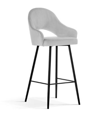 Scaun bar tapitat gri deschis/negru Goda 60