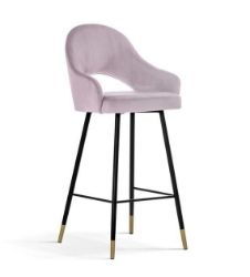 Scaun bar tapitat roz/negru-auriu Goda 60
