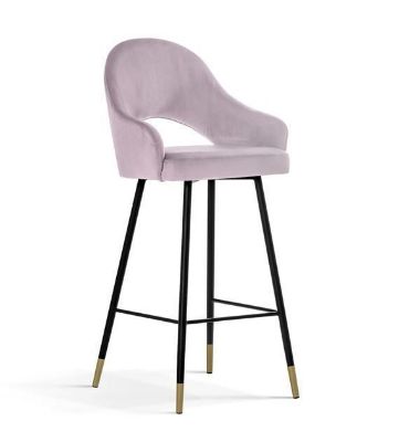 Scaun bar tapitat roz/negru-auriu Goda 60