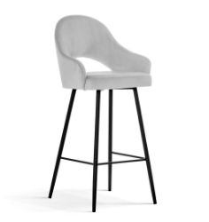 Scaun bar tapitat gri deschis/negru Goda 70