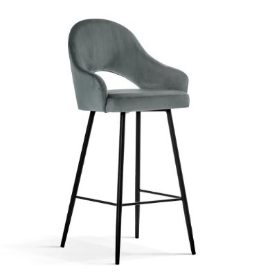 Scaun bar tapitat gri inchis/negru Goda 70