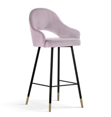 Scaun bar tapitat roz/negru-auriu Goda 70