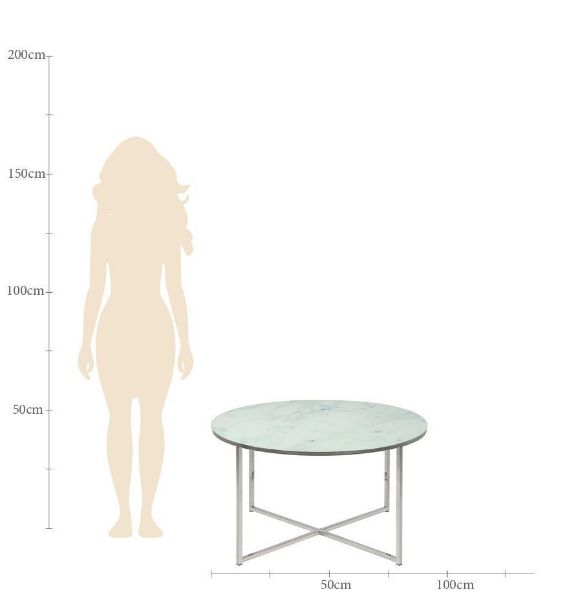 Masuta rotunda 80 cm alb/argintiu Alisma