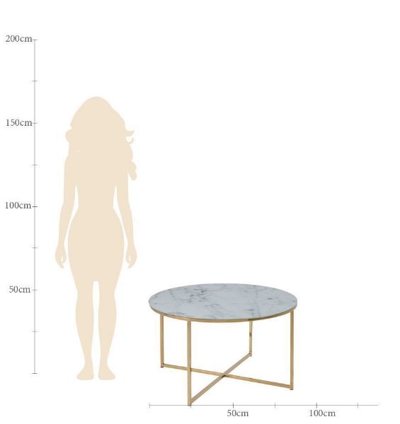 Masuta rotunda de sticla 80 cm crom auriu Alisma