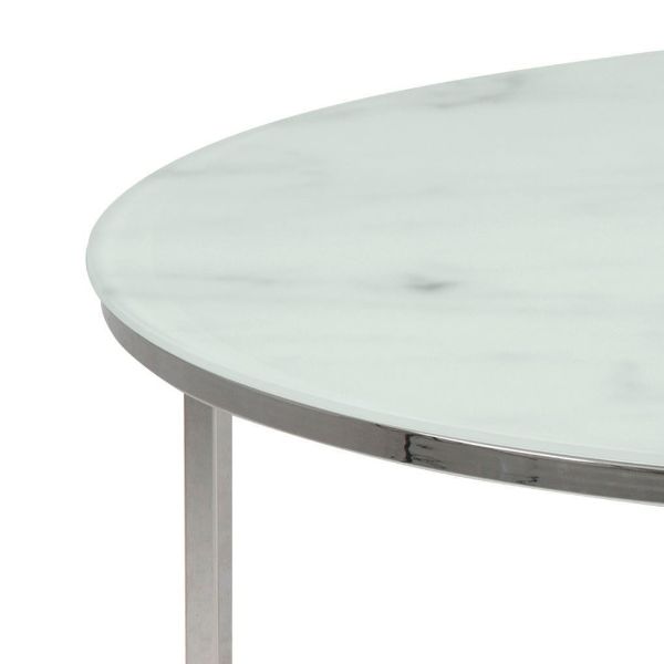 Masuta rotunda 80 cm alb/argintiu Alisma