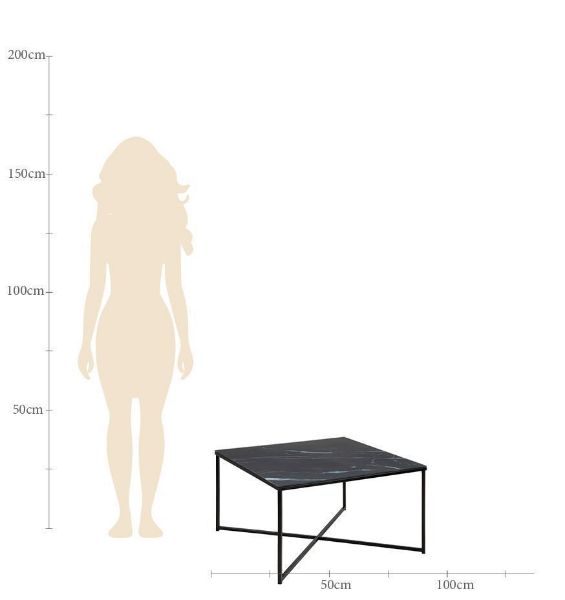 Masuta patrata de sticla 80 cm negru Alisma