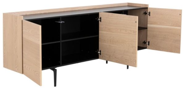 Bufet cu 4 usi 85 cm stejar natur/negru Connect