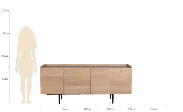 Bufet cu 4 usi 85 cm stejar natur/negru Connect