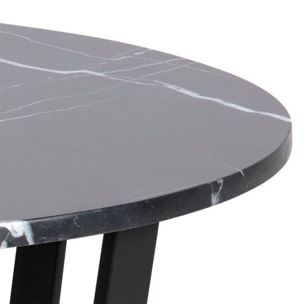 Masa dining rotunda marmura 110 cm negru Amble