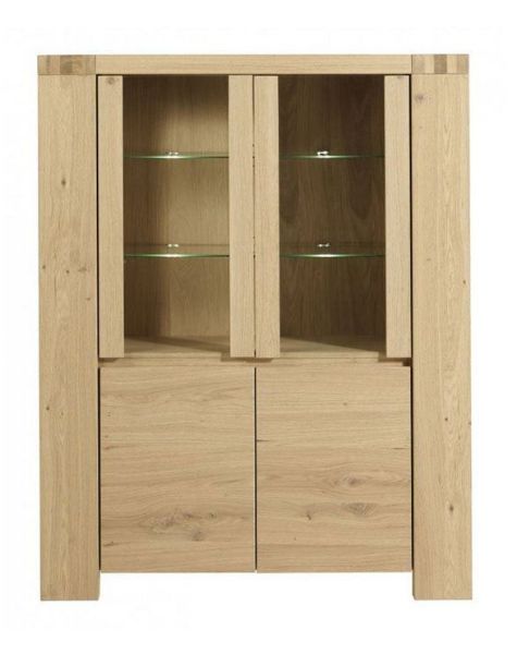 Vitrina cu 2 usi pline si 2 usi de sticla stejar natur Aaron