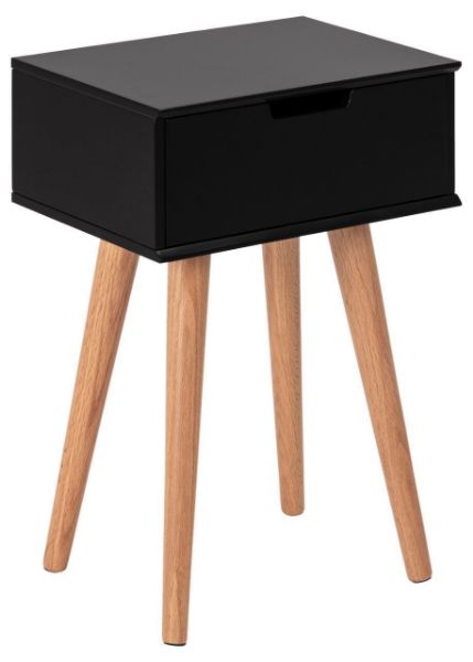 Noptiera cu 1 sertar negru/natur Mitra