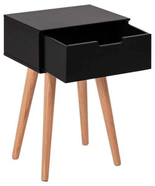 Noptiera cu 1 sertar negru/natur Mitra