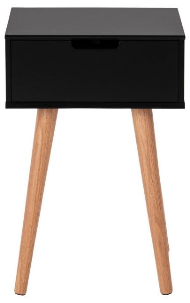 Noptiera cu 1 sertar negru/natur Mitra
