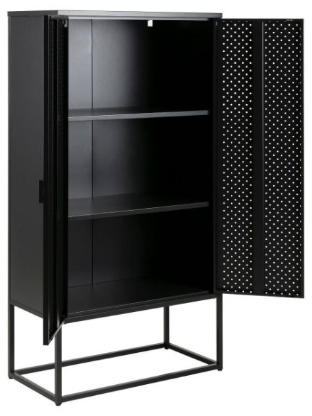 Bufet inalt cu 2 usi din otel negru Newton