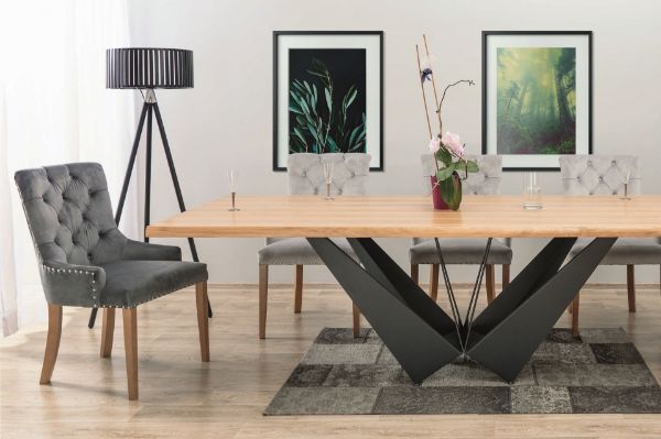 Masa dining fixa 220 cm natur/crom Solid