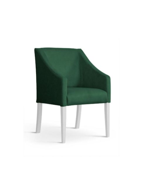 Scaun tapitat verde/alb Caro