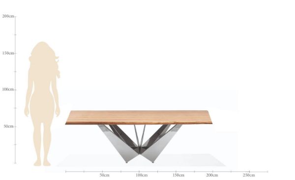 Masa dining fixa 220 cm natur/crom Solid