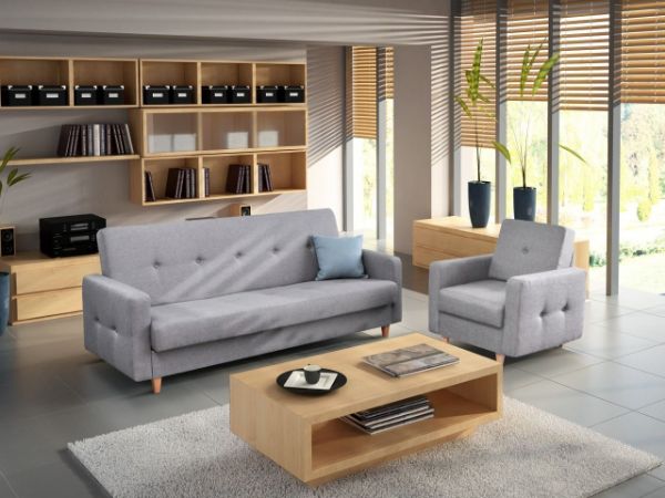 Canapea extensibilă 3 locuri gri deschis Tango