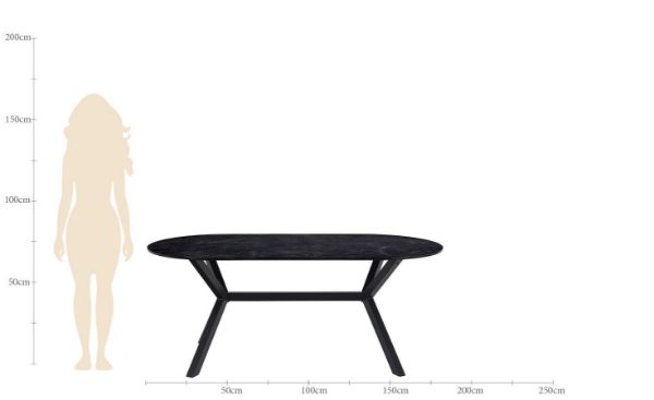 Masa fixa ovala 180 cm cu finisaj negru Laxey