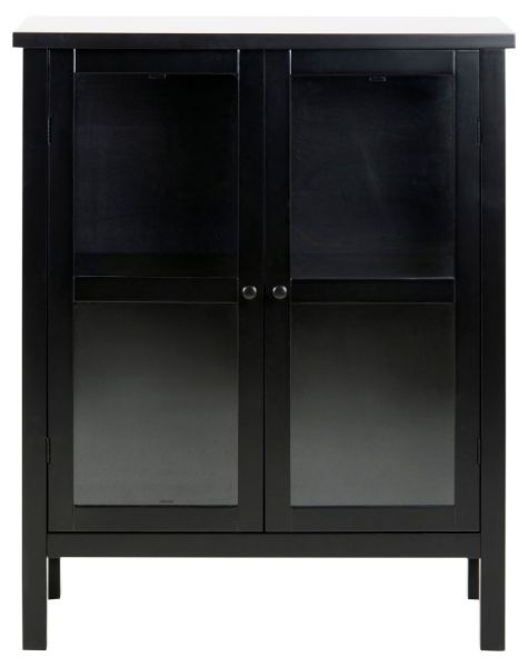 Vitrina mica 2 usi sticla si lemn masiv negru Eton