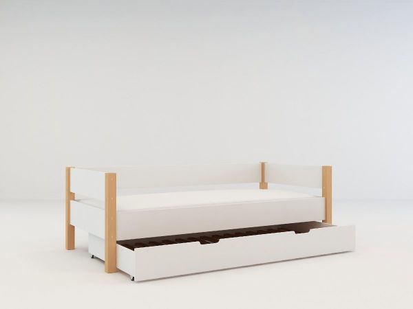 Pat copii 90 x 200 cm cu sertar alb Lolita