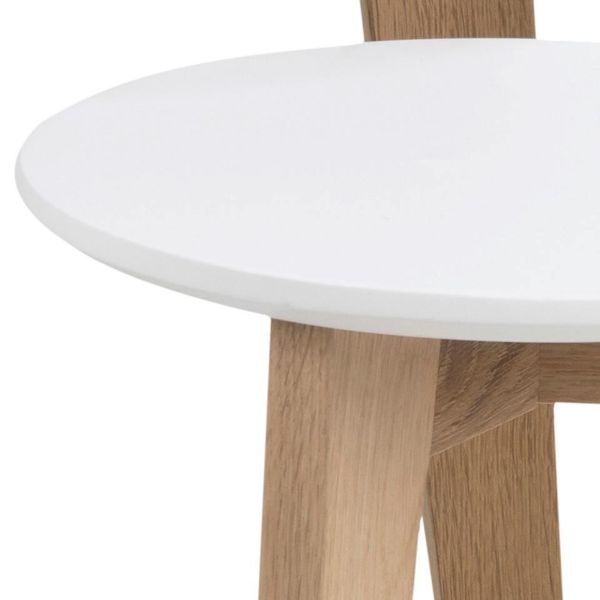 Set 3 masute cafea rotunde stejar/alb Abin
