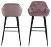 Scaun bar cu brate, tapitat, catifea, roz prafuit/negru, Brooke