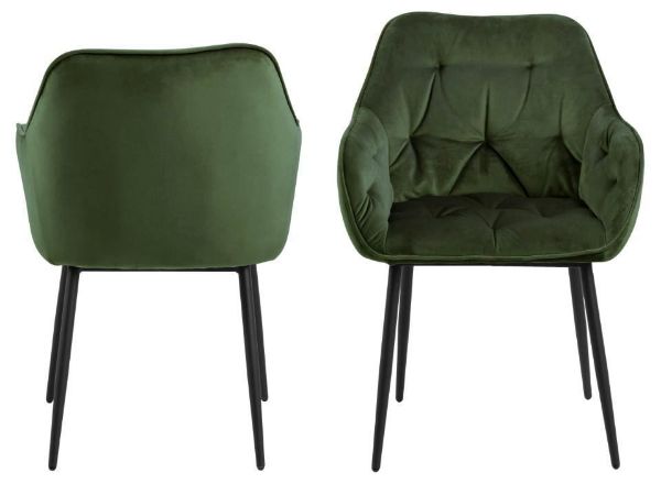 Scaun tapitat, catifea, verde padure/negru Brooke