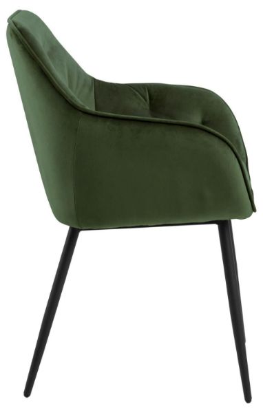 Scaun tapitat, catifea, verde padure/negru Brooke