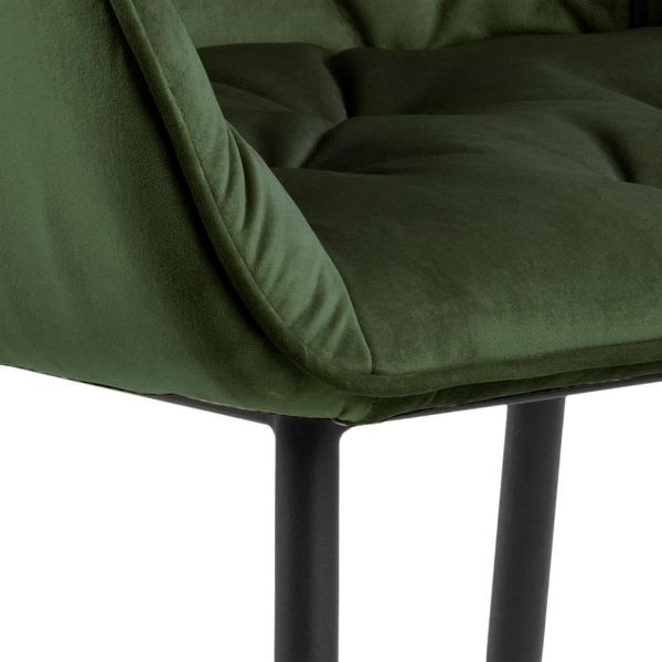 Scaun tapitat, catifea, verde padure/negru Brooke