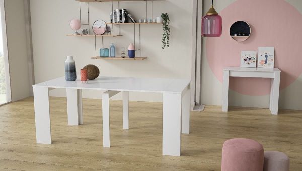 Consola/masa dining extensibila alb Atlantis