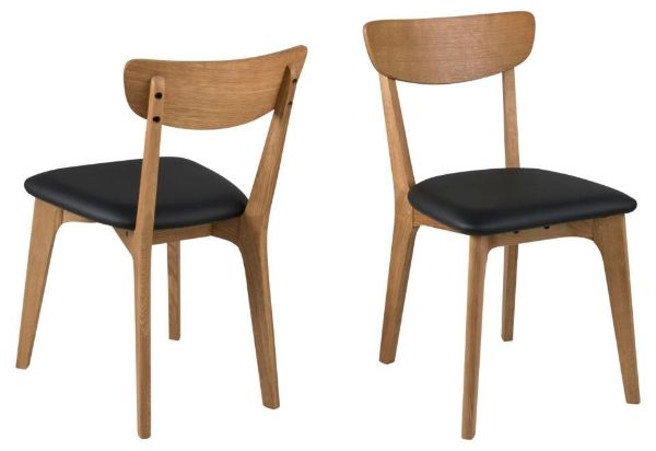 Scaun lemn masiv stejar, imitatie piele, negru, Taxi