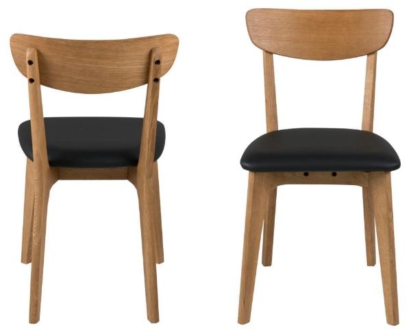 Scaun lemn masiv stejar, imitatie piele, negru, Taxi