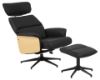 Fotoliu recliner cu taburet negru Alura