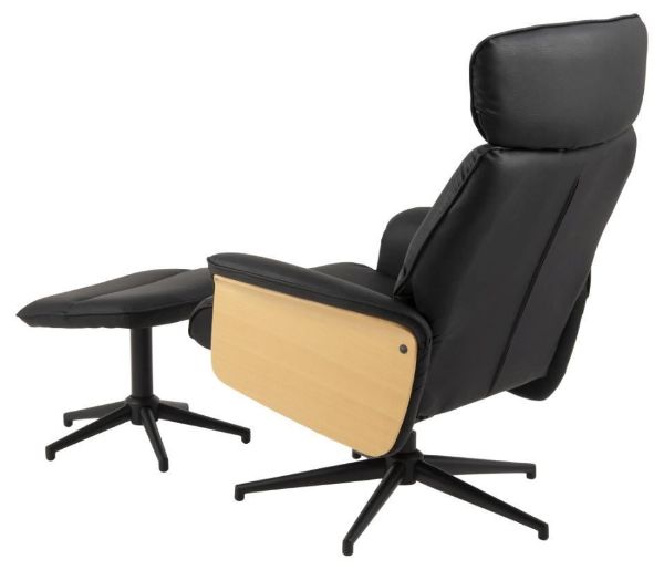 Fotoliu recliner cu taburet negru Alura