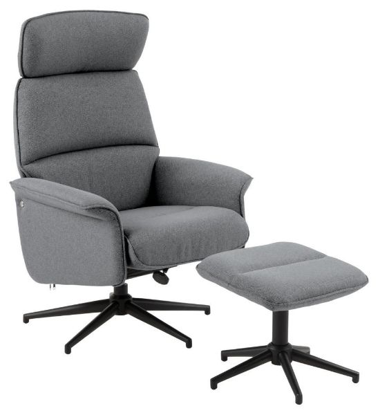 Fotoliu recliner cu taburet gri Alura