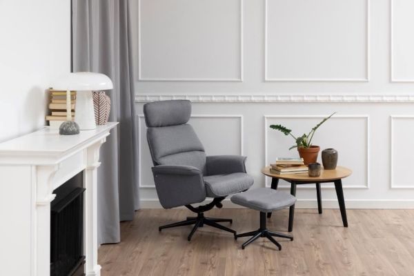 Fotoliu recliner cu taburet gri Alura